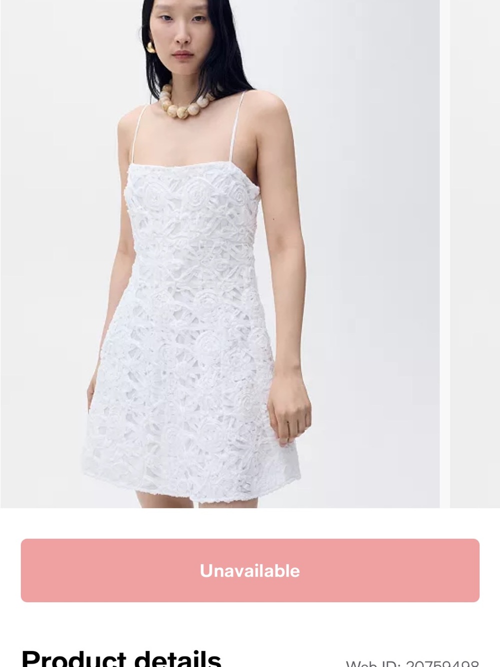 Mango White Lace Mini Dress with Spaghetti Straps